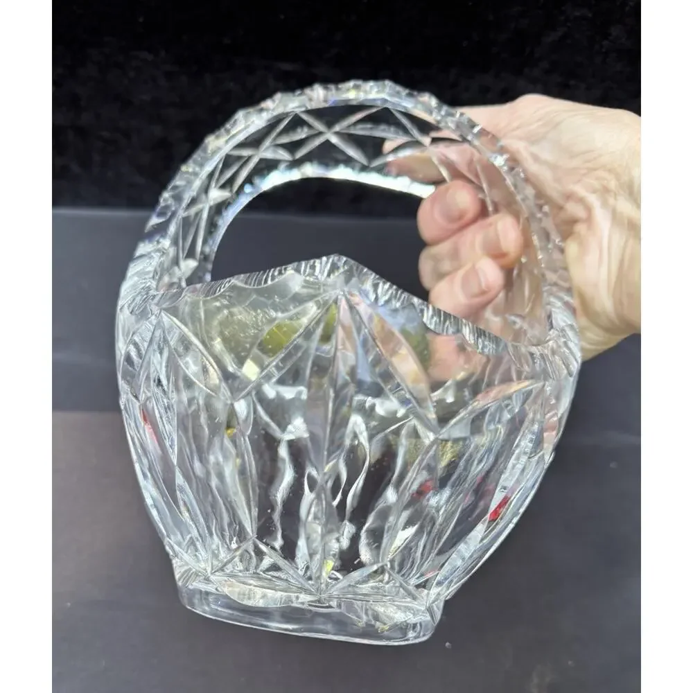 Irena Crystal Basket: Polish Hand-Cut • 24% Lead • Artisan Splendor -S1
